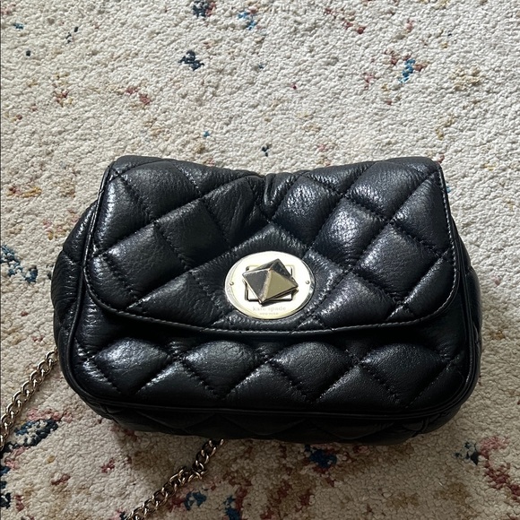 KATE SPADE Gold Coast Quilted Sparkle Calf Leather Christy Bag Black - Picture 5 of 6